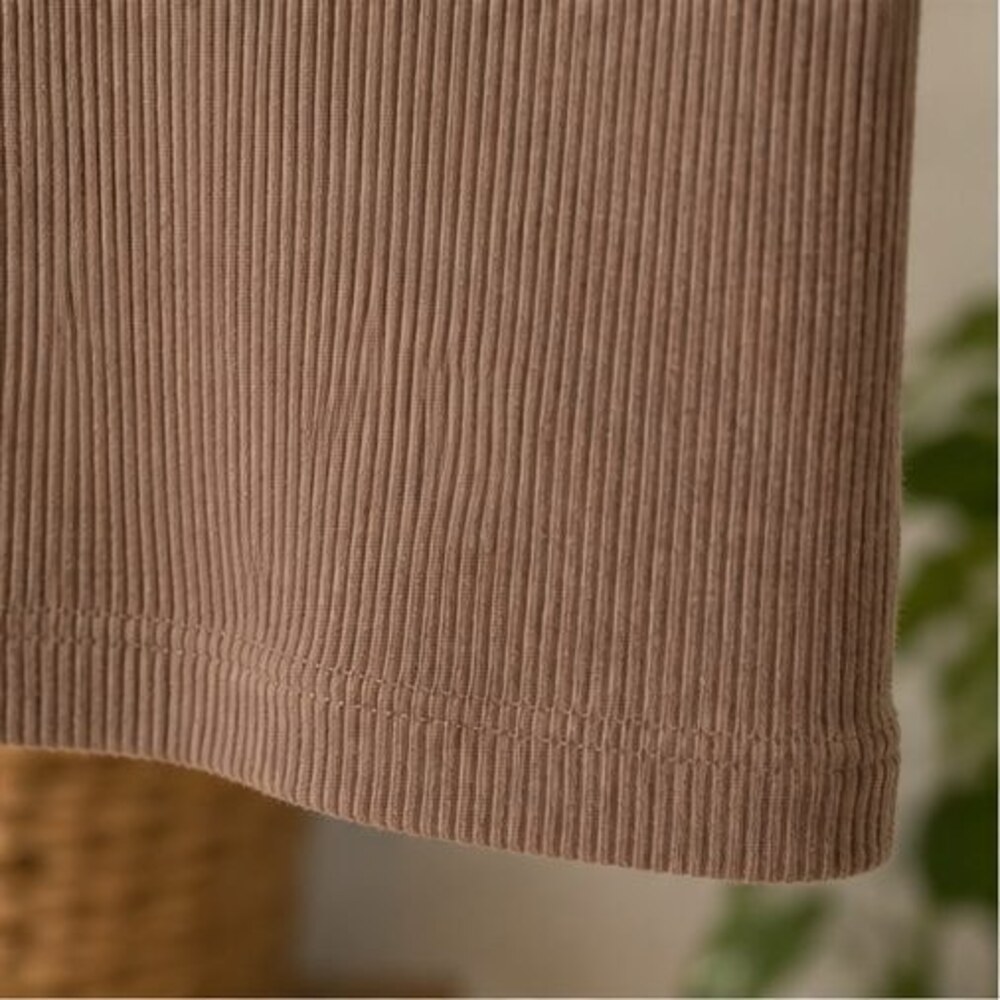 Taupe Ribbed Square Neck Top - Picture 6 of 6
